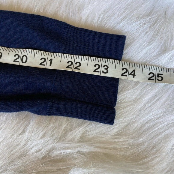 Banana Republic Sweater Sz S 100% Merino Wool Tie Bow Sleeves Navy Blue Womens - Picture 10 of 10